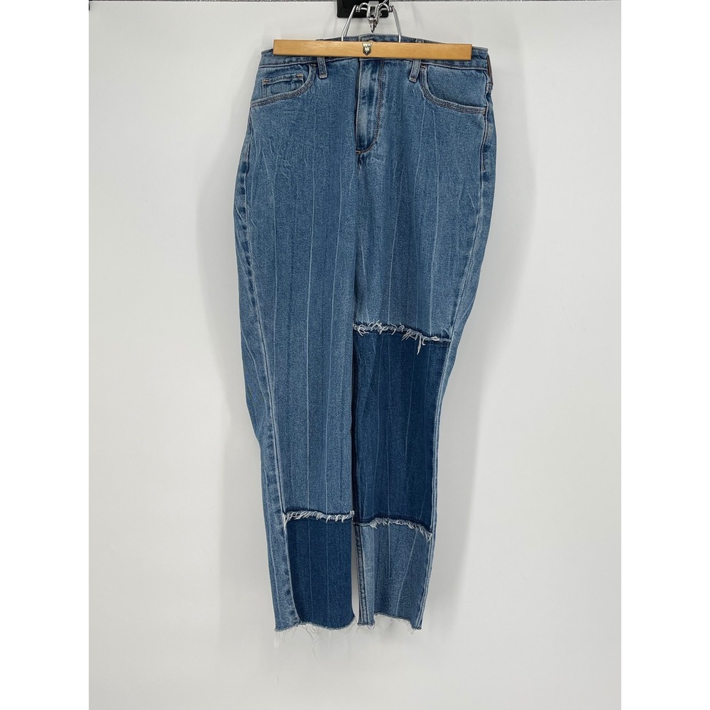Hollister Curvy High Rise Mom Jeans W27 L27‎ Vintage Stretch Denim Patchwork 90s